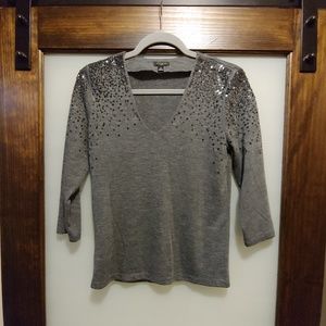 Ann Taylor Vneck Top with Sequins